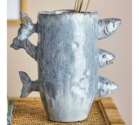 Bloomingville Vase TACE Bleue Poissons En Céramique 23 cm