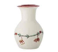 Bloomingville Vase Yule en céramique - Blanc - Motif de Noël - 16 x 10 cm