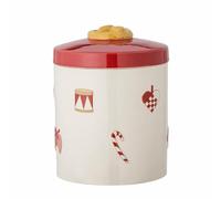 Bloomingville Yule 82058343 Boîte de Noël rouge - Boîte en stoneware 15 x 18 cm - Rangement festif de style nordique pour biscuits et décoration
