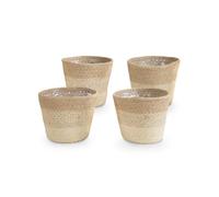 Bloomique - Pot à Plantes Tressé Maki - Lot de 4 Pots - Beige - Ficelle de Jute - Panier pour Plantes d'intérieur et extérieur - H13x Ø12