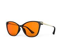 Bloomoak Lunettes bloquant la lumière bleue à 99% - Oeil de chat surdimensionné - Monture en métal noir doré pour femme - Lunettes d'ordinateur - Améliore le sommeil - Écrans, téléviseurs