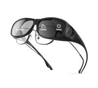 Bloomoak Lunettes de soleil polarisées photochromiques réactolites - Parfaites pour homme et femme, s'adaptent sur des lunettes, enveloppant avec protection UV400 anti-reflet pour la conduite