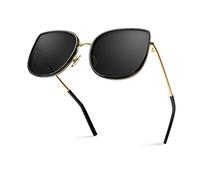 Bloomoak Lunettes de soleil polarisées surdimensionnées pour femme - Élégamment œil de chat rétro - Ultra légères et protection des yeux UV400, Cat Eye-Midnight Diva, 50mm