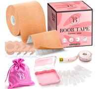 BLOOMORA Boob Tape Premium - Remonte Sein Adhésif - avec Cache Tétons - Bande Adhésive Poitrine - Scotch Poitrine Femme Invisible - 5cm Large - Nombreux Accessoires Inclus - Beige