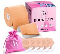 BLOOMORA Boob Tape - Remonte Sein Adhesif - Cache Teton Silicone Réutilisable - Bande Adhesive Poitrine généreuse - Scotch Poitrine Femme Invisible & Nombreux Accessoires - Body Tape Beige