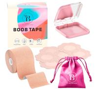BLOOMORA Boob Tape - Remonte Seins Adhésif Invisible - Bande Poitrine Effet Push-Up - Scotch Seno Adhésif pour Femme - Idéal Robes sans Bretelles, Tops Dos Nu & Décolletés Plongeants - Beige
