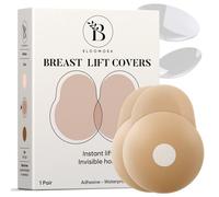 Bloomora Cache-Tétons Femme Push-Up - Coques Poitrine Autoadhésives en Silicone Réutilisables - Remonte-Seins Invisible avec Languette - Taille 1 (Bonnet A-B) - Caramel