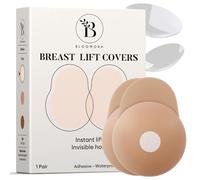 Bloomora Cache-Tétons Femme Push-Up - Coques Poitrine Autoadhésives en Silicone Réutilisables - Remonte-Seins Invisible avec Languette - Taille 1 (Bonnet A-B) - Crème