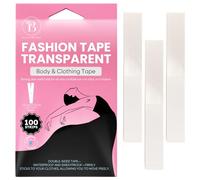 Bloomora Fashion Tape - Adhésif Double Face Peau & Vêtement - 100 Bandes Transparentes (7,6 x 1,3 cm) - Scotch Vêtement Peau Imperméable - Body Tape, Scotch Tissu, Ruban pour Robes - Édition Pink Mist