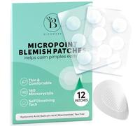 BLOOMORA Patch Bouton Pimple Microdart pour l'acné à un Stade Précoce, Hydrocolloid Patch à la Niacinamide, à l'acide Salicylique et à l'acide Hyaluronique, Anti Bouton Visage (12 Pièces) - GEN2