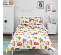 Bloomsbury Mill - Housse de Couette 200 x 200cm pour Enfants - Imprimé Animaux de La Forêt - Créatures des Bois - Parure de lit Réversible et 2 Taie d’Oreiller pour Garçons et Filles - Lit Double