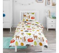 Bloomsbury Mill - Housse de Couette et Taie d’Oreiller Enfant Garçons et Filles - Imprimé Animaux de La Forêt - Créatures des Bois - Parure de lit pour Junior, Bas Âge, Bébé - 120 x 150 cm