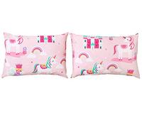 Bloomsbury Mill - Motif Licorne Magique, Princesse Fée et Château Enchanté - Rose - Paire de Taies D’Oreiller (Extra) - 50cm x 75cm