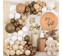 BLOOMWIN Décoration Neutre - Bohème Ballon Gender Reveal Fille ou Garçon XXL - Arche Ballon Beige Marron Baby Shower Ourson