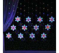 BLOOMWIN Rideau Lumineux Flocons de Neige 3m Multicolore, USB Guirlande Lumineuse Fenêtre Noël 8 Modes, Rideau Lumineux Noël Intérieur Décoration Lumineuse Hiver Chambre Maison Balcon