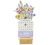 Bloomy Flowers Calendrier de table - Bloomy Flower - Avec socle en bois - Calendrier floral créatif 2025 - Calendrier de bureau amovible - Design créatif pour