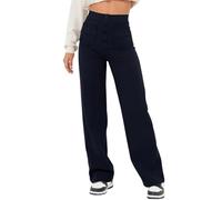 Bloomydove Flexipants | Women's Casual High Waist Stretch Pants | Straight Wide Leg Pants | Multiple Pockets Straight Leg Pants (FR/ES, Alpha/Lettres, S, Taille Normale, Taille Normale, Navy)