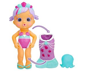 BLOOPIES Magic Tail Mermaids Daisy Mermaid Poupée avec Queue Brillante Amovible et Son ami de la mer ; gicle de l'eau et Souffle des Bulles - Jouet de Bain et Jeu pour garçons et Filles