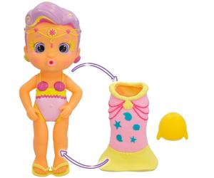Bloopies Mermaids Sirenetta Magiche Code Audrey Poupée sirène avec Queue Amovible et Son ami de la mer ; vaporiser l'eau et Faire Bulle ; Jeu de Bain et Jeux d'eau pour Enfants à partir de 2 Ans