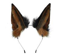 Blooshow Bandeau d'oreille de loup fait à la main - Accessoire de cosplay - Marron et noir