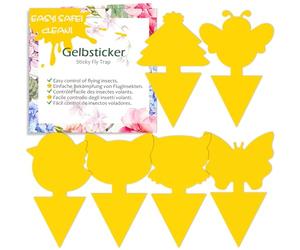 Blooven 60pcs Pièges à Insectes, Anti Moucherons Interieur, Pièges Engluées Autocollants Colle Double-Face Étanche Jaunes, Protection des Plantes Fleur Fruits (60 Pieces)