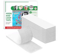 Blooven Lot de 12 bandes Velcro autocollantes - 30 x 100 mm - Extra forte - Double face - Avec fermeture Velcro - Bande adhésive autocollante et bande à crochet (blanc)