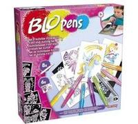 Blopens - activites feeriques : licornes fees sirenes - dessin effet aerographe - pochoirs feutres - set creatif fille + carte