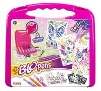 Lansay – Mallette Ma Univers Fantastique – Feutres à souffler 6 Blopens, 6 pochoirs +40 stickers