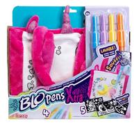 Lansay – Kit Styl'Bag Licorne – 4 feutres à souffler Blopens, 5 pochoirs réutilisables, sac lavable