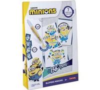 Lansay - BLOPENS - Minions - Feutres à souffler dès 5 Ans - Kit Coffret créatif Dessin et coloriage Enfant sous Licence Officielle avec 7 pochoirs réutilisables - 6 Blopens - Bouchons lavables