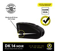 ANTIVOL BLOQUE DISQUE SRA - DK-14 NOIR MAT AUVRAY