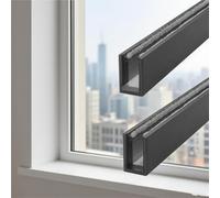 Bloque-lumière for Stores de fenêtre, Rails latéraux, Lot de 2, Rails occultants en U, rainure latérale, Bloque-lumière for Rideaux, Chambre d'enfant, Bureau, Salle de Bain(Noir,225cm/88.58in)