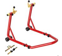 Bloque roue de moto pour pneu arrière - HOMCOM - capacité 544 kg - avec fourches réglables en U et L - en acier - rouge