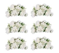 BLOSMON Fleur Artificielle Decoration Mariage Table 6 PièCes Blanche 36cm Boule de Fleurs Roses Hortensia Artificielles pour Chemin de Table DéCoration Fausses Flowers Bouquet Maison Fete Salon Deco
