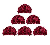 BLOSMON Fleur Artificielle Decoration Mariage Table 6 PièCes Bourgogne Boule de Fleurs Hortensia Artificielles pour Chemin de Table DéCoration Fausses Flowers Bouquet pour Maison Fete Salon Deco