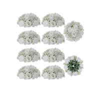 BLOSMON Rose Boule Fleur Artificielle Table 10 Pièces Blanche Roses Fleurs Gypsophiles Bouquet Artificielles pour Decoration Mariage Chemin de Table Fausse Flowers pour Deco Maison Salon Anniversaire