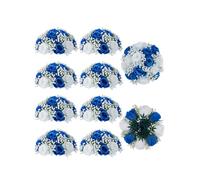 BLOSMON Rose Boule Fleur Artificielle Table 10 Pièces Bleu Roses Fleurs Gypsophiles Bouquet Artificielles pour Decoration Mariage Chemin de Table Fausse Flowers pour Deco Maison Salon Anniversaire