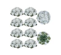 BLOSMON Rose Boule Fleur Artificielle Table Decoration, 10 Pièces, Blanche | Roses Fleurs Gypsophiles Bouquet Artificielles, Fausse Flowers pour Mariage Chemin de Table, Maison, Salon, Anniversaire Deco