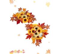 BLOSMON Tournesol Boule Fleur Artificielle Decoration 2 Pièces Décoration de Thanksgiving Orange Tournesol Artificiel Bouquet Fleurs Artificielles pour Deco Automne Centre de Table Mariage Salon