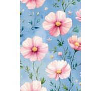 Blossom Sky: Pink Cosmos Notebook: pink cosmos flowers on blue background 6 x 9