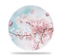 Blossoming Cherry Tapis de souris de jeu - Tapis rond de 22,4 cm avec base antidérapante et bord cousu, papillons roses rêveurs pour la maison, le bureau et le travail