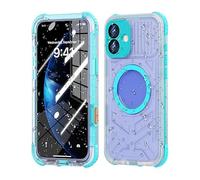 BLOSSOMLIFE Coque étanche pour iPhone 16, 16 Pro Max compatible avec MagSafe, coque sous-marine IP68 avec protection d'écran intégrée, protection intégrale de qualité militaire (iPhone 16 Pro, bleu