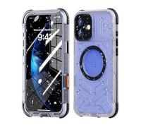 BLOSSOMLIFE Coque étanche pour iPhone 16, 16 Pro Max compatible avec MagSafe, coque sous-marine IP68 avec protection d'écran intégrée, protection intégrale de qualité militaire (iPhone 15, noir)