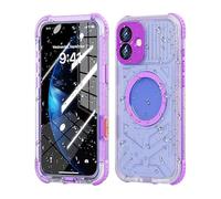 BLOSSOMLIFE Coque étanche pour iPhone 16, 16 Pro Max compatible avec MagSafe, coque sous-marine IP68 avec protection d'écran intégrée, protection intégrale de qualité militaire (iPhone 16 Plus, violet
