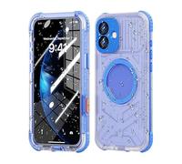 BLOSSOMLIFE Coque étanche pour iPhone 16, 16 Pro Max compatible avec MagSafe, coque sous-marine IP68 avec protection d'écran intégrée, protection intégrale de qualité militaire (iPhone 15 Pro, bleu)