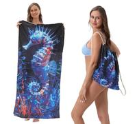 BLOSSOMLIFE Sac de serviette pliable 2 en 1 pour femme - Couverture de plage tropicale d'été - Sac à dos - Serviette de pique-nique pour voyage, pique-nique - Pour famille, vacances, camping
