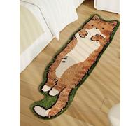 BLOSSOMLIFE Tapis touffeté en forme de chat mignon pour chambre à coucher, tapis touffeté irrégulier, lavable, motif dessin animé, moderne, décoration de chambre (orange, taille XL)