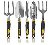 BLOSTM Ensemble d'Outils Jardinage 5 Pièces - Outils de Jardin Robustes avec Poignées Ergonomiques, Petite Pelle Jardinage Outillage, Truelle de Jardin, Transplantoir - Kit Jardinage Femme et Homme