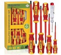 BLOSTM Jeu Tournevis Isolé - Lot de 7 Tournevis Electricien Professionnel Certifiés VDE à 1000V Pointes Noires Durcies avec Conception Ergonomique Anti-Roulis (7 PCS)