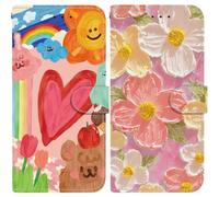 BLOTECH 2* Étui à Rabat Coque Folio pour Moto Edge 70 Pro Housse de Protection Flip Cover Case en Cuir PU Portefeuille avec Cordon et Porte Cartes Femme Fleur - Cœur Peint à l'huile + Fleurs